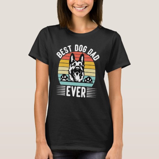 Retro Best Dog Dad Over German Shepherd T-shirt (Voorkant)