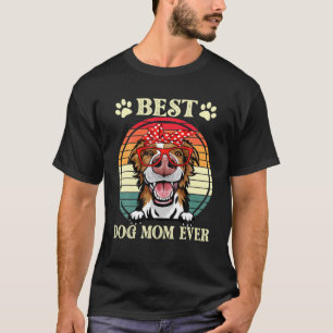 Retro Best Dog Ma Ever Dog Mama Border Co T-shirt
