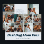 Retro Best Dog Mom 12 Photo Collage Blue Feestdagenkaart<br><div class="desc">Elegant Mother's Day greeting card.'</div>