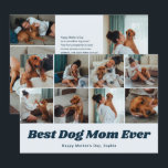 Retro Best Dog Mom 12 Photo Collage Blue Feestdagenkaart<br><div class="desc">Elegant Mother's Day greeting card.'</div>