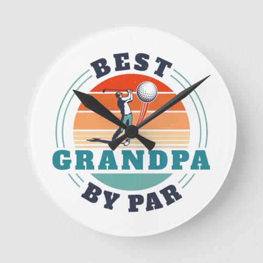 Retro Best Grandpa door Par Custom Golfing Ronde Klok (Voorkant)
