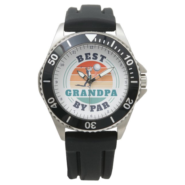 Retro Best Grandpa door Par Grandfather Birthday Horloge (Voorkant)