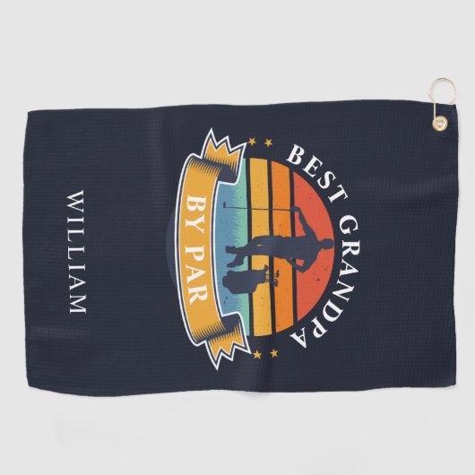 Retro Best Grandpa door persoonlijke Golfer Golfhanddoek (Horizontaal)