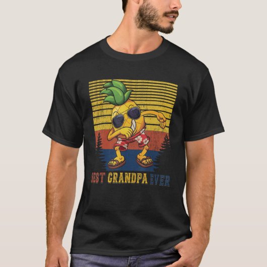  Retro Best Grandpa Ever Dabbing Pineappel T-shirt (Voorkant)