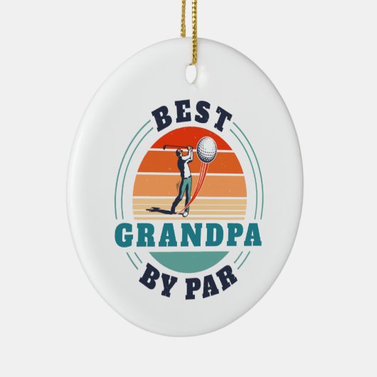 Retro Best Grandpa, Par Custom KerstGolfing Keramisch Ornament (Rechts)