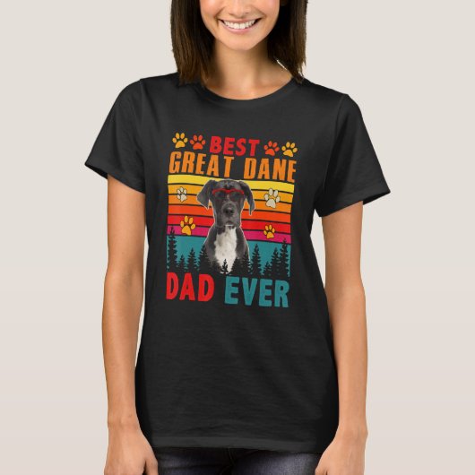  Retro Best Great Dane Dad Ever Cute Dog Su T-shirt (Voorkant)