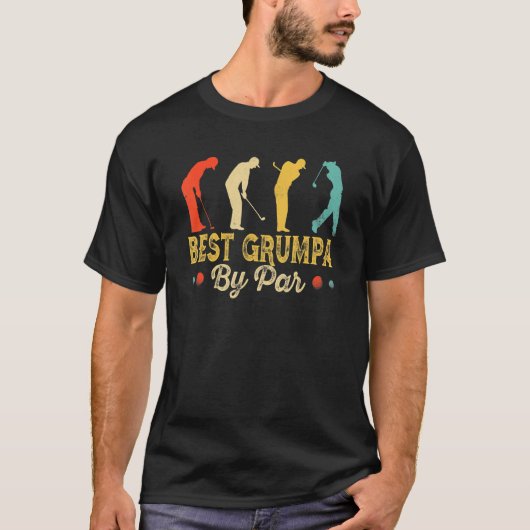 Retro  Best Grumpa, Par Mannen Golfing Golf T-shirt (Voorkant)