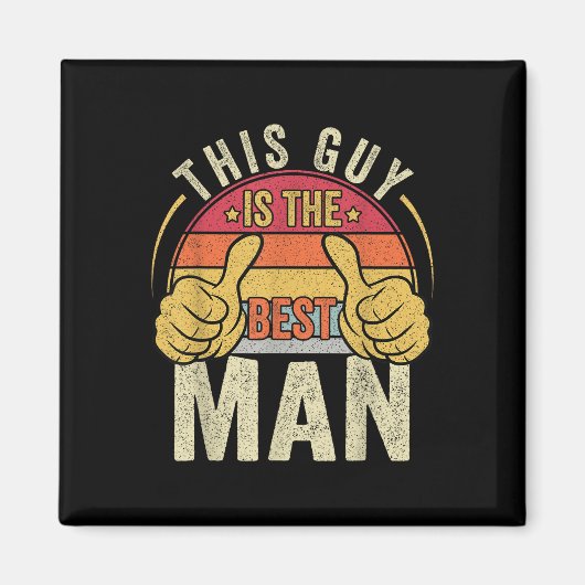 Retro Best Man Wedding Groomsmen Funny Bridal Bach Magneet (Voorkant)