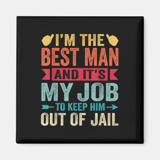 Retro Best Man Wedding Groomsmen Funny Bridal Bach Magneet