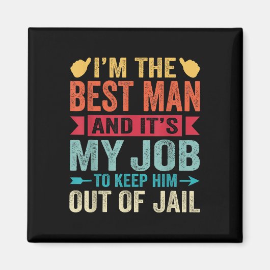 Retro Best Man Wedding Groomsmen Funny Bridal Bach Magneet (Voorkant)