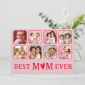 Retro Best Mom Ever Red & Pink Photo  Feestdagenkaart (Staand voorkant)