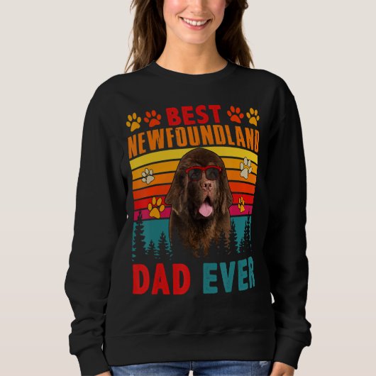  Retro Best Newfoundland Dad Ever Cute Dog Trui (Voorkant)