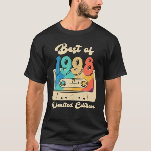 Retro Best of 1998 Cassettebandje 24th Birthday de T-shirt (Voorkant)