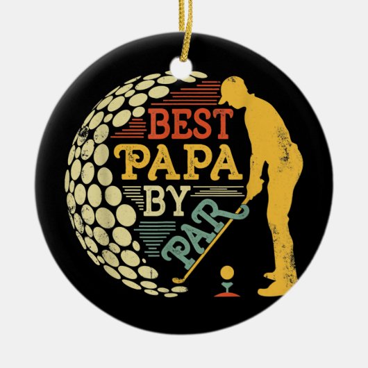 Retro  Best Papa door Par T-shirt Mannen Golfing Keramisch Ornament (Voorkant)
