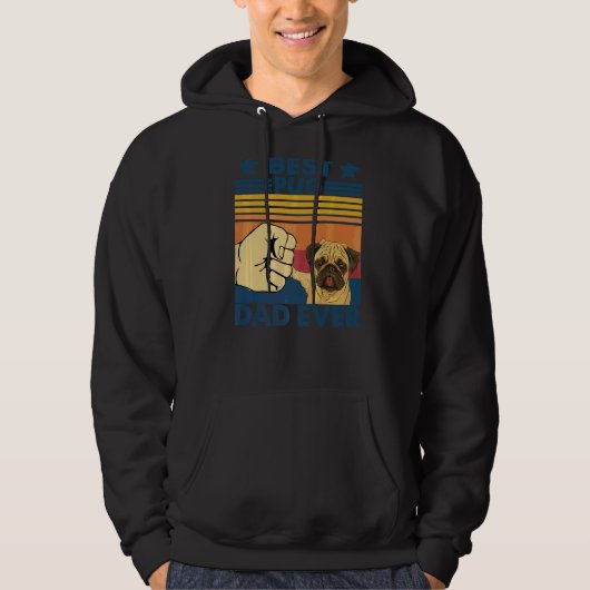 Retro Best Pug Pap Ever Dog Hoodie (Voorkant)