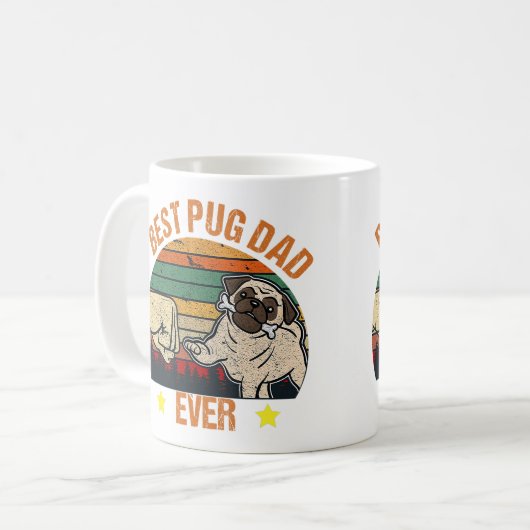 Retro Best Pug Pap Ever Koffiemok (Voorkant links)