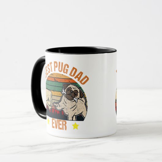 Retro Best Pug Pap Ever Mok (Voorkant links)