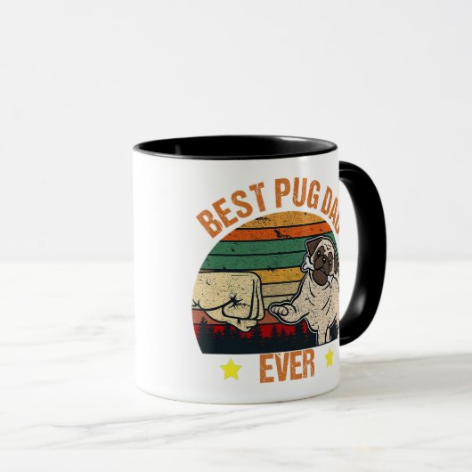 Retro Best Pug Pap Ever Mok (Voorkant rechts)
