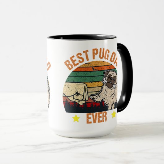 Retro  Best Pug Pap Ever Mok (Voorkant rechts)