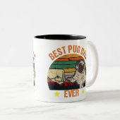 Retro  Best Pug Pap Ever Tweekleurige Koffiemok (Voorkant rechts)