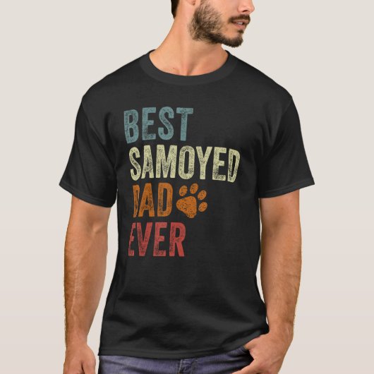 Retro Best Samoyed Dad Ever Samoyed Papa Father's  T-shirt (Voorkant)
