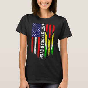 Retro Best Stepdad Ever American Guyana Flag Fathe T-shirt