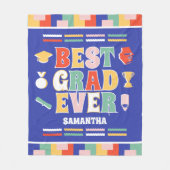 Retro Beste Afstudeerder ooit Blauw Afstuderen Fleece Deken (Voorkant)