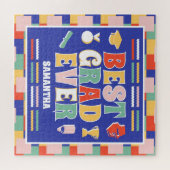 Retro Beste Afstudeerder ooit Blauw Afstuderen Legpuzzel (Horizontaal)