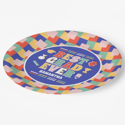 Retro Beste Afstudeerder ooit Blue Graduation Part Papieren Bordje (Gekanteld)