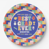 Retro Beste Afstudeerder ooit Blue Graduation Part Papieren Bordje (Voorkant)
