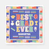 Retro Beste Afstudeerder ooit Blue Graduation Part Servet (Voorkant)