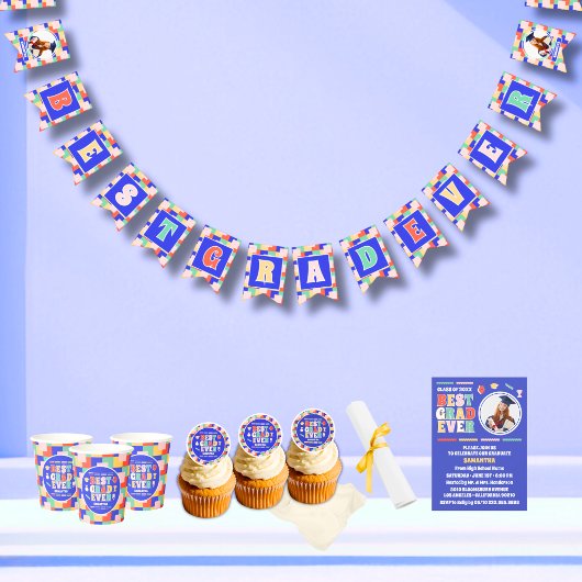 Retro Beste Afstudeerder Ooit Foto Afstudeerfeest Vlaggetjes