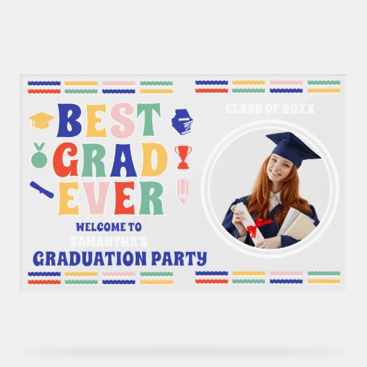 Retro Beste Afstudeerder Ooit Foto Afstuderen Welk Acryl Bord (Voorkant)