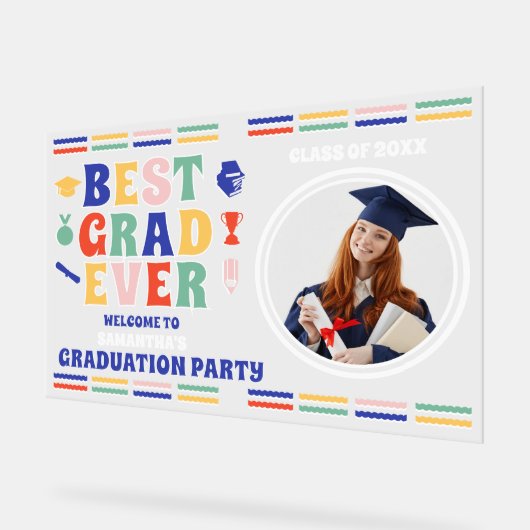 Retro Beste Afstudeerder Ooit Foto Afstuderen Welk Acryl Bord (Hoek)