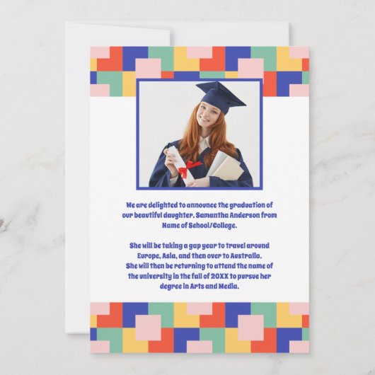 Retro Beste Afstudeerder Ooit Foto Blauw Afstudere Aankondiging (Achterkant)