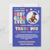 Retro Beste Afstudeerder Ooit Foto Blauw Afstudere Bedankkaart (Voorkant)