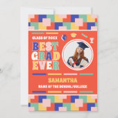 Retro Beste Afstudeerder Ooit Foto Rood Afstuderen Aankondiging (Voorkant)