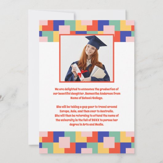 Retro Beste Afstudeerder Ooit Foto Rood Afstuderen Aankondiging (Achterkant)