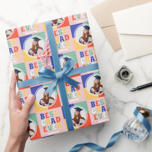 Retro Beste Afstudeerder Ooit Foto Roze Afstuderen Cadeaupapier