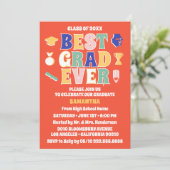 Retro Beste Afstudeerder ooit Red Graduation Party Kaart (Staand voorkant)