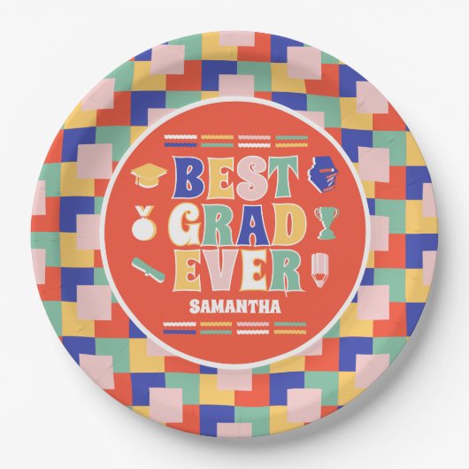 Retro Beste Afstudeerder ooit Red Graduation Party Papieren Bordje (Voorkant)