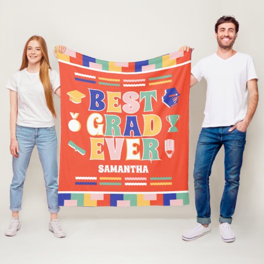 Retro beste Afstudeerder ooit rood Afstuderen Fleece Deken (In situ)