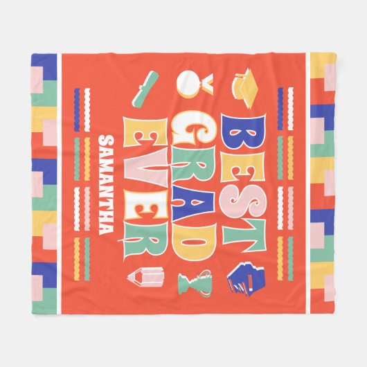 Retro beste Afstudeerder ooit rood Afstuderen Fleece Deken (Voorkant (Horizontaal))