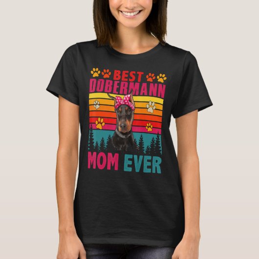 Retro Beste Dobermann Moeder Ooit Schattige Honde T-shirt (Voorkant)