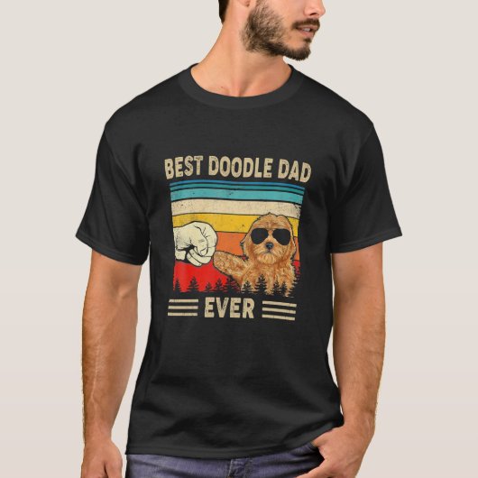 Retro Beste Doodle Dog Dad Ooit Goldendoodle Hond T-shirt (Voorkant)