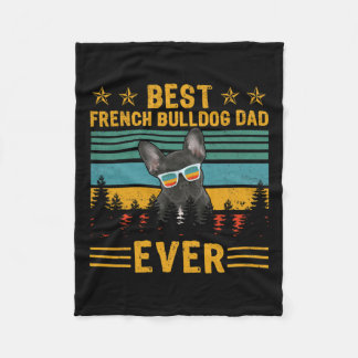 Retro Beste Franse Bulldog Pap Ooit Hond Vader's D Fleece Deken