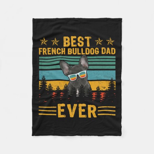Retro Beste Franse Bulldog Pap Ooit Hond Vader's D Fleece Deken (Voorkant)