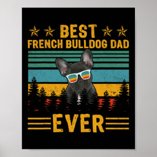 Retro Beste Franse Bulldog Pap Ooit Hond Vader's D Poster