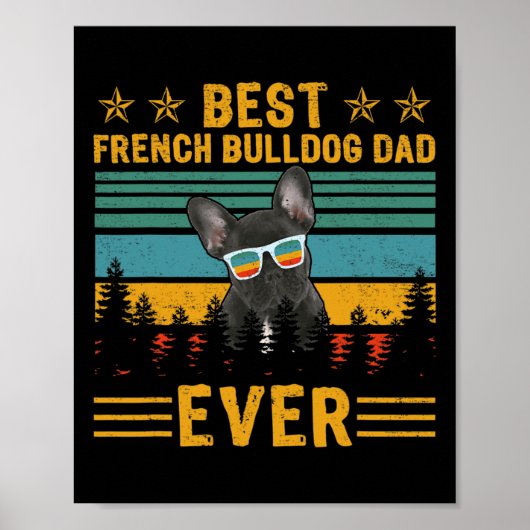 Retro Beste Franse Bulldog Pap Ooit Hond Vader's D Poster (Voorkant)