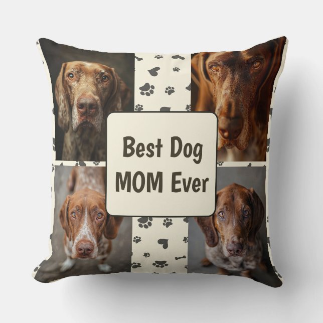 Retro Beste Hond MOM Custom 4 Foto Bracco Italiano Kussen (Voorkant)